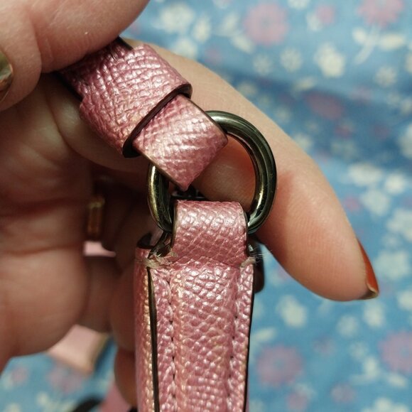 3259 Small Pink Shimmer Coach Crossbody Bag / Matching Card Carrier. - Picture 7 of 14